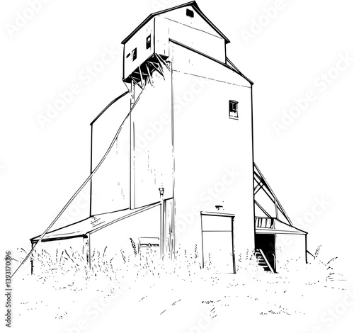 Grain elevator coloring book vector design, Grain elevator vector image