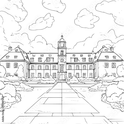 Sanatorium coloring book vector design, Sanatorium vector graphic