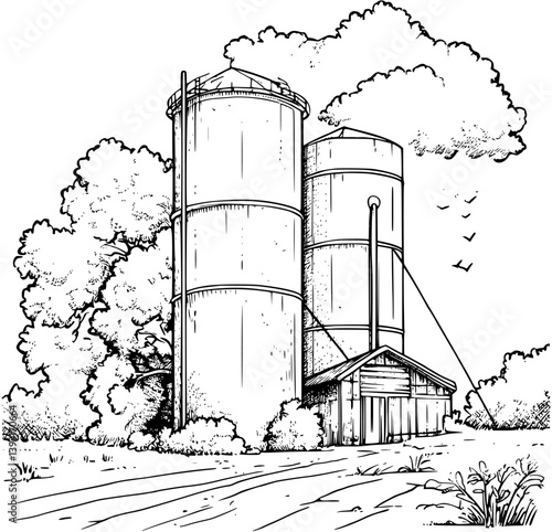Silo coloring book vector design, Silo vector image