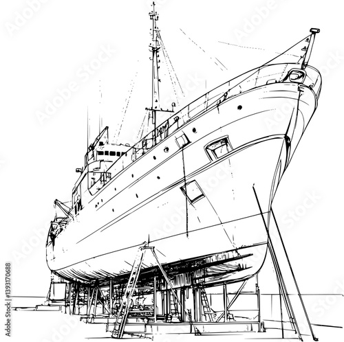 Shipyard coloring book vector design, Shipyard vector graphic