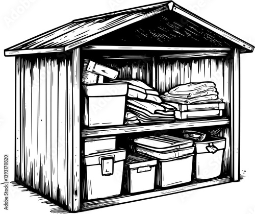 Storage unit coloring book vector design, Storage unit illustration art