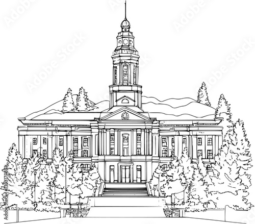 University coloring book vector design, University illustration art