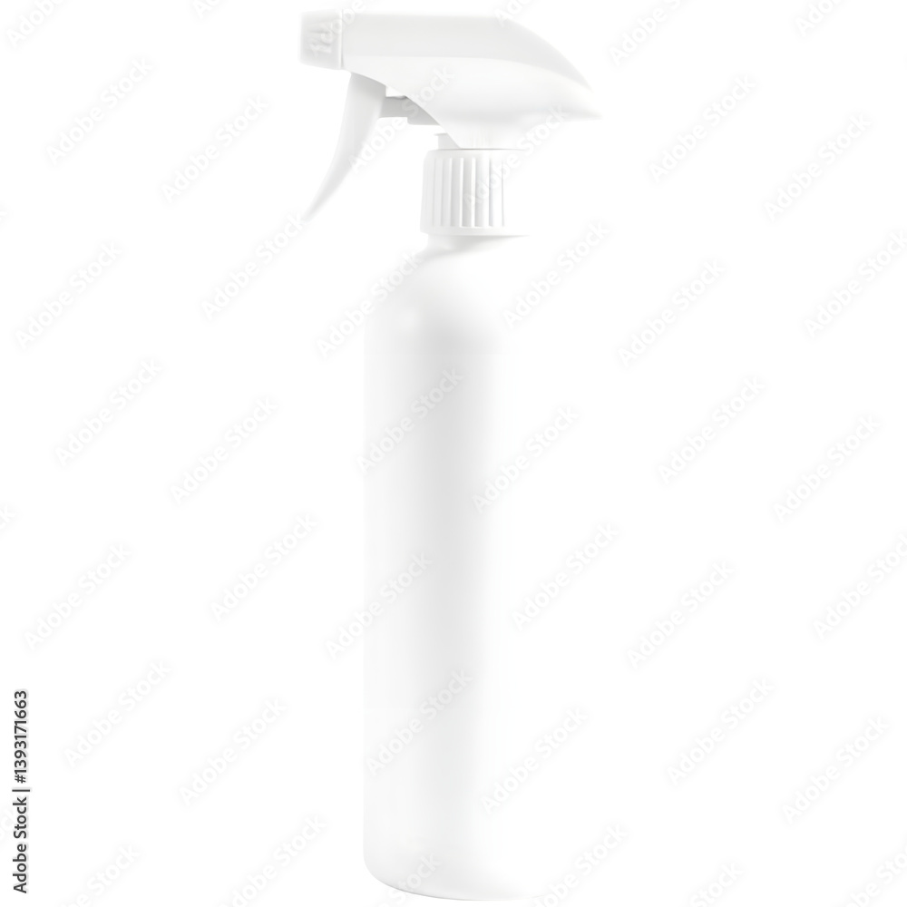 White Spray Bottle Mockup, Isolated on White Background, 3d Icon