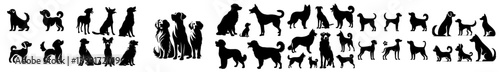 dog silhouette collection with white background