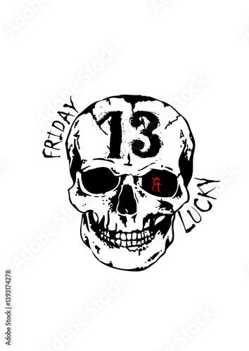 tete de mort tattoo crane numero 13 friday lucky