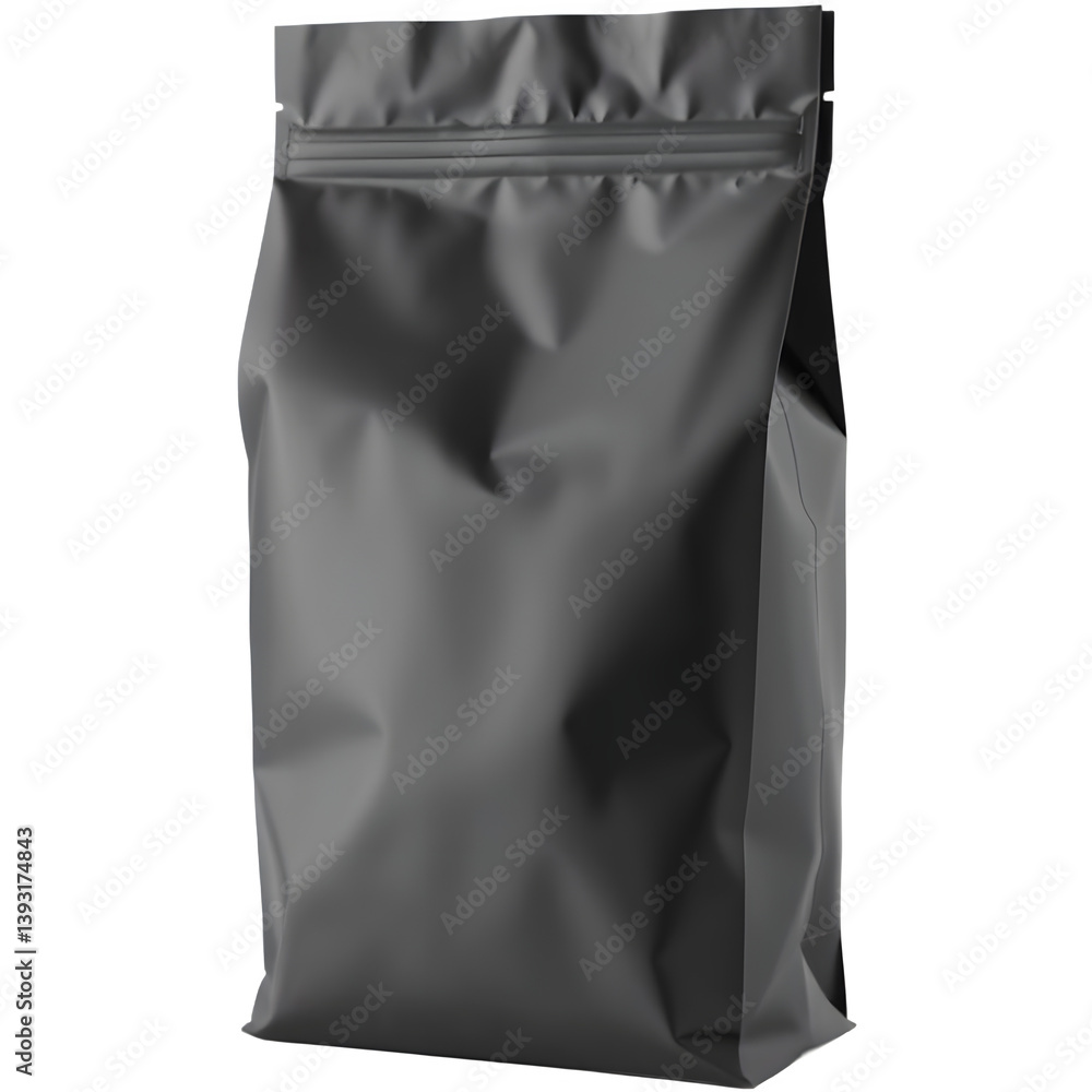 Blank Gray Stand-Up Pouch Mockup, Isolated on White Background, 3d Icon Blank Gray Stand-Up Pouch Mockup, Isolated on White Background, 3d Icon