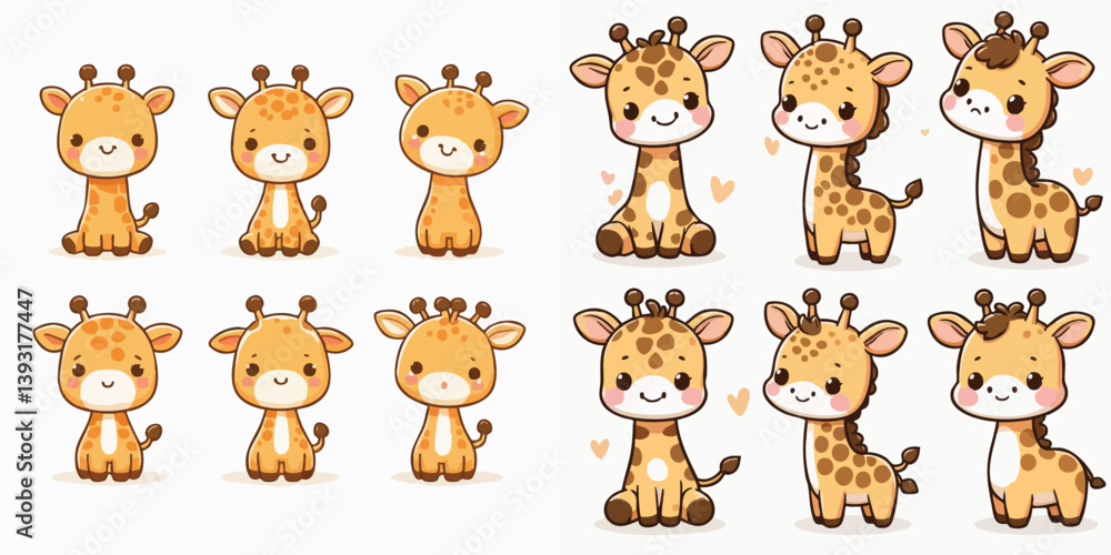 cute cartoon vector collection of Giraffe animals cute cartoon vector collection of Giraffe animals