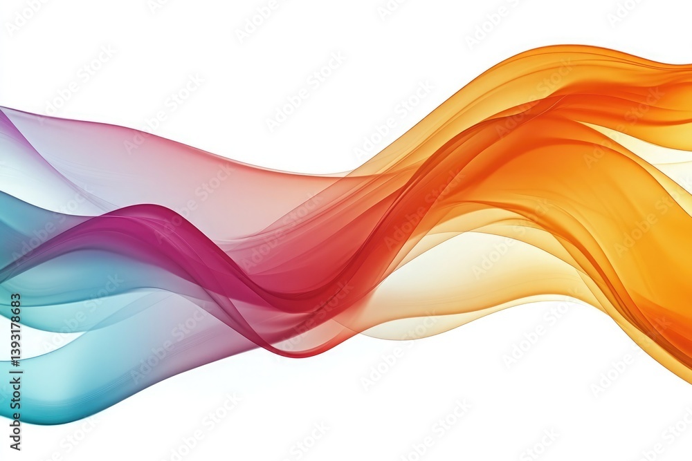 Fototapeta premium Abstract flowing gradient wave of orange red purple and blue colors on a white background design element