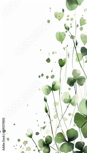 Minimalist Watercolor Clover Border for Elegant St. Patricks Day Designs