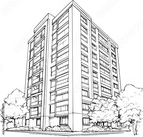 Apartment building coloring book vector design, Apartment building vector illustration