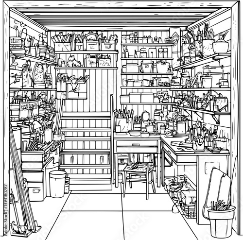 Garage coloring book vector design, Garage vector image