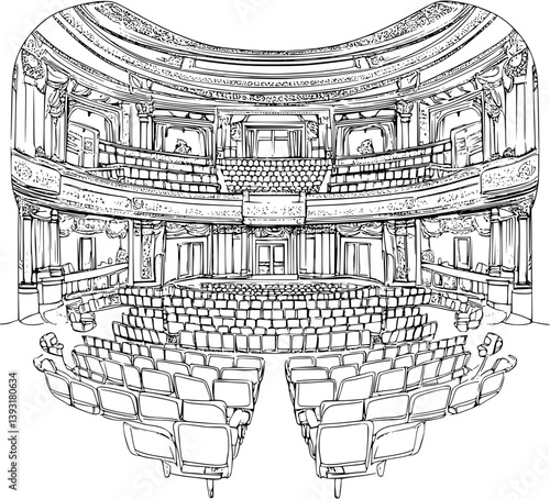 Performing arts center coloring book vector design, Performing arts center vector image