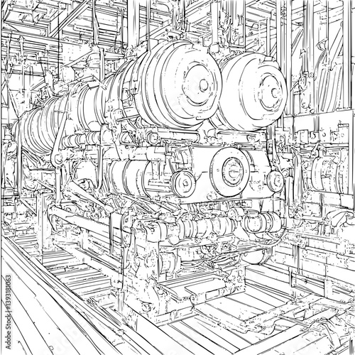 Textile mill coloring book vector design, Textile mill vector illustration