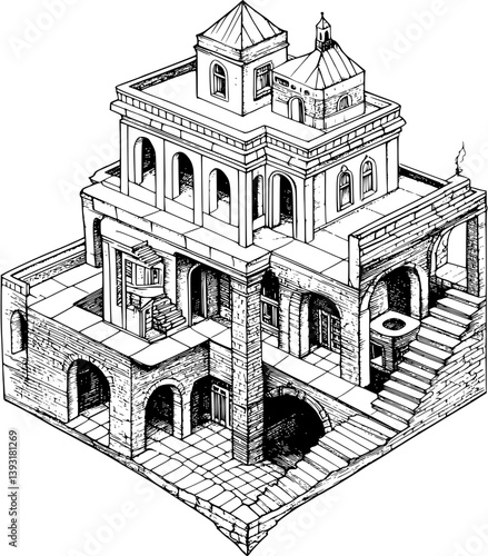 Underground building coloring book vector design, Underground building vector illustration