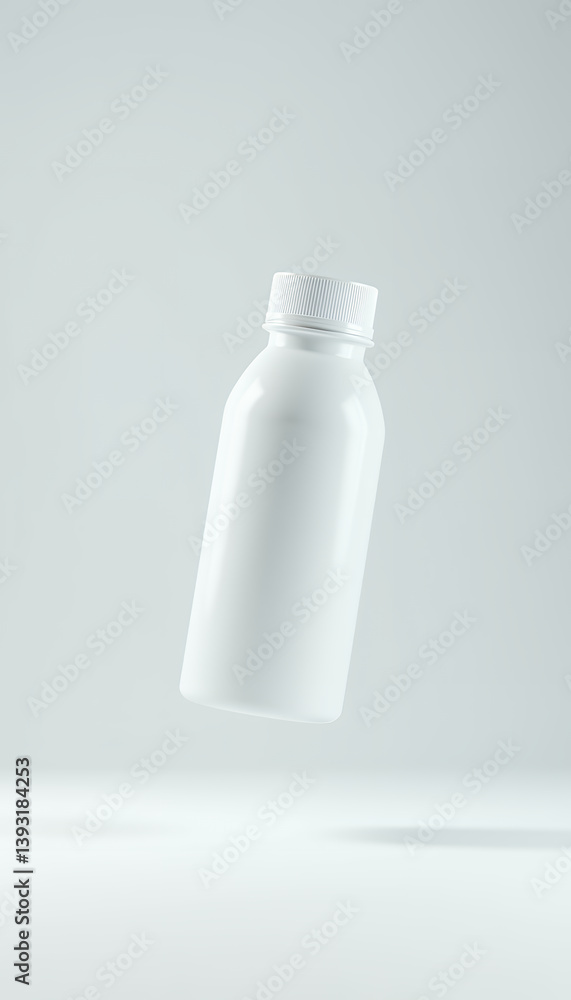 Mockup of plastic water bottle floating on a light background. Mockup of plastic water bottle floating on a light background.