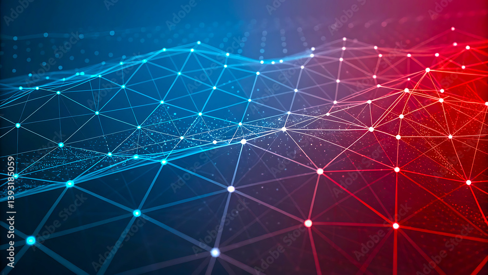 Fototapeta premium Abstract network technology background with blue and red connections