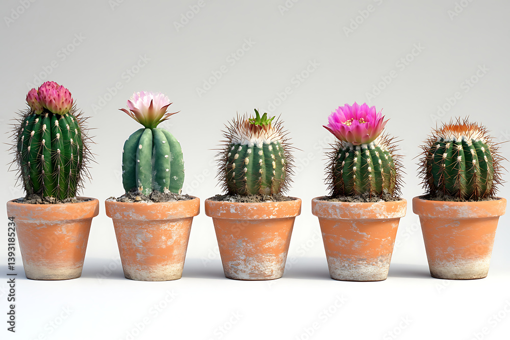 Blooming Cactus Collection in Terracotta Pots Blooming Cactus Collection in Terracotta Pots