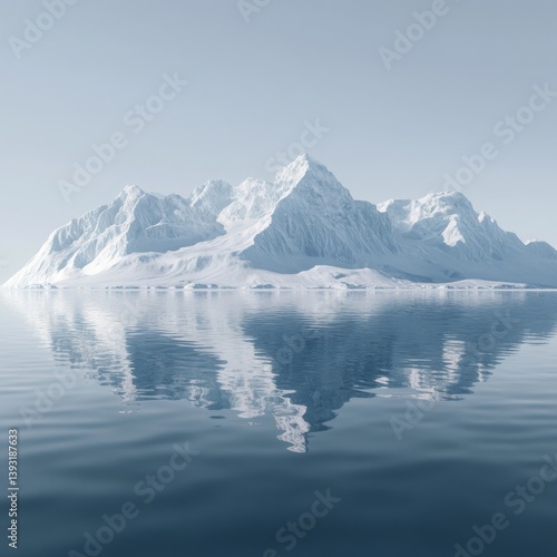 Wallpaper Mural image of a crystalclear glacier lake reflecting snowcapped peaks isolated on a plain background  Torontodigital.ca