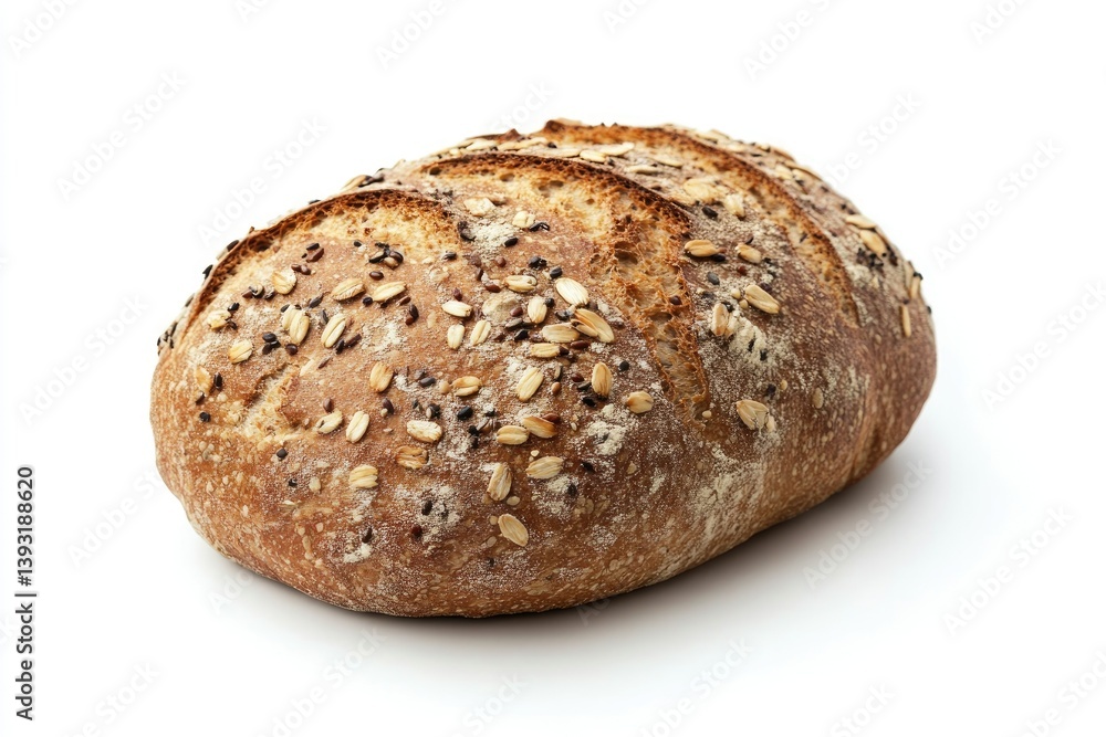 Loaf of Artisan Bread with Seeds Isolated on White Background Loaf of Artisan Bread with Seeds Isolated on White Background