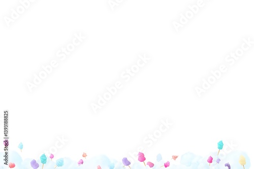 Colorful Cotton Candy Against a Minimal Solid White Background