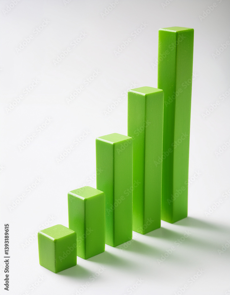 Green 3D bar graph isolated on white background. Growing business, success and improvement. Green 3D bar graph isolated on white background. Growing business, success and improvement.