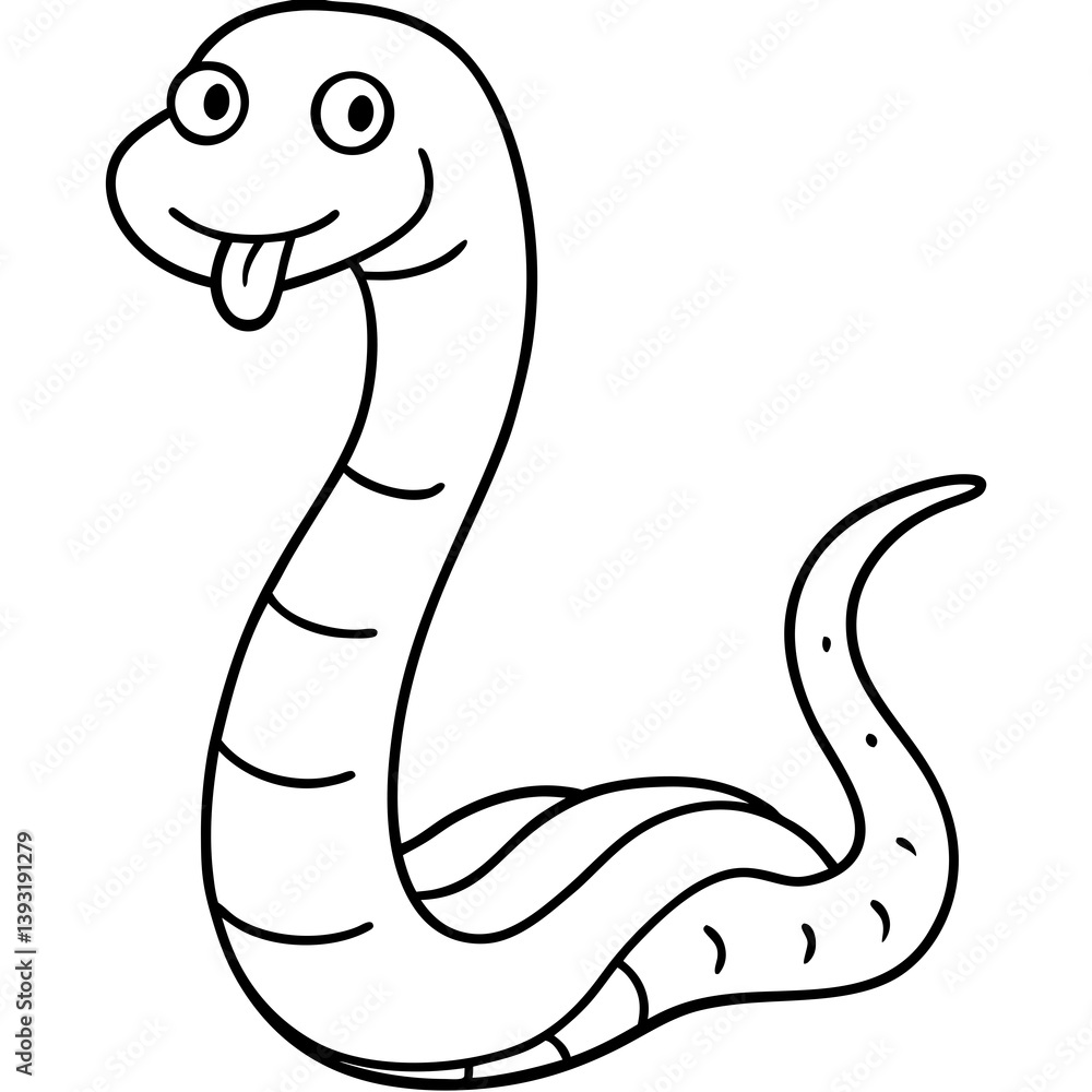 Cute cartoon snake with a playful expression on a white background Cute cartoon snake with a playful expression on a white background