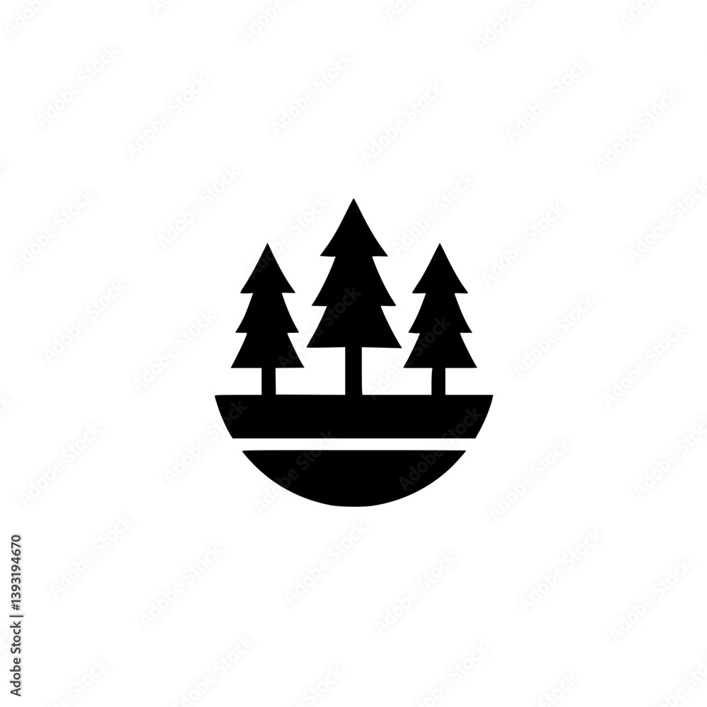 Fototapeta premium Minimalist Forest Icon, Nature Logo Design