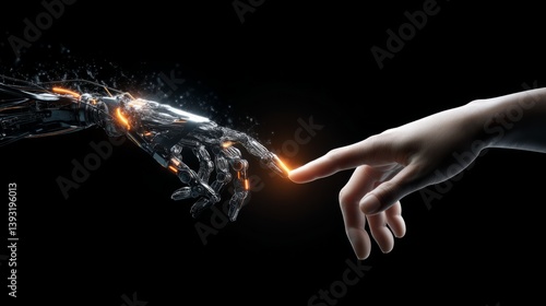 Human and Robot Hands Reaching Out to Touch in a Symbolic Representation of Connection