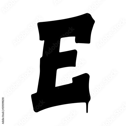 Graffiti-style bold letter E with dripping paint effect and urban street design – letter E isolated