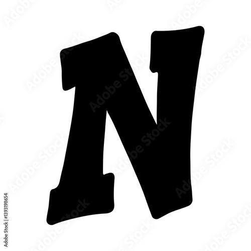 Wallpaper Mural Graffiti-style black letter N with bold strokes and dripping paint detail – letter N isolated Torontodigital.ca