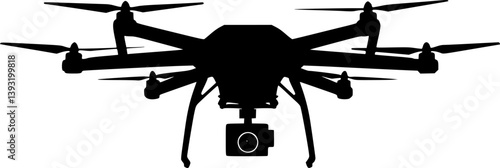 Drone silhouette vector, drone camera icon silhouette vector illustration
