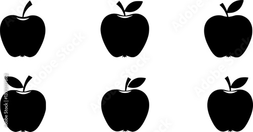 Apple vector silhouette set, apple icon set
