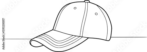 Trucker hat line art vector, Trucker cap outline illustration
