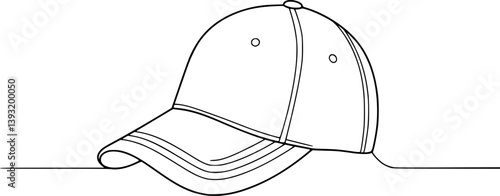 Trucker hat line art vector, Trucker cap outline illustration
