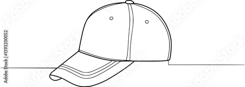 Trucker hat line art vector, Trucker cap outline illustration
