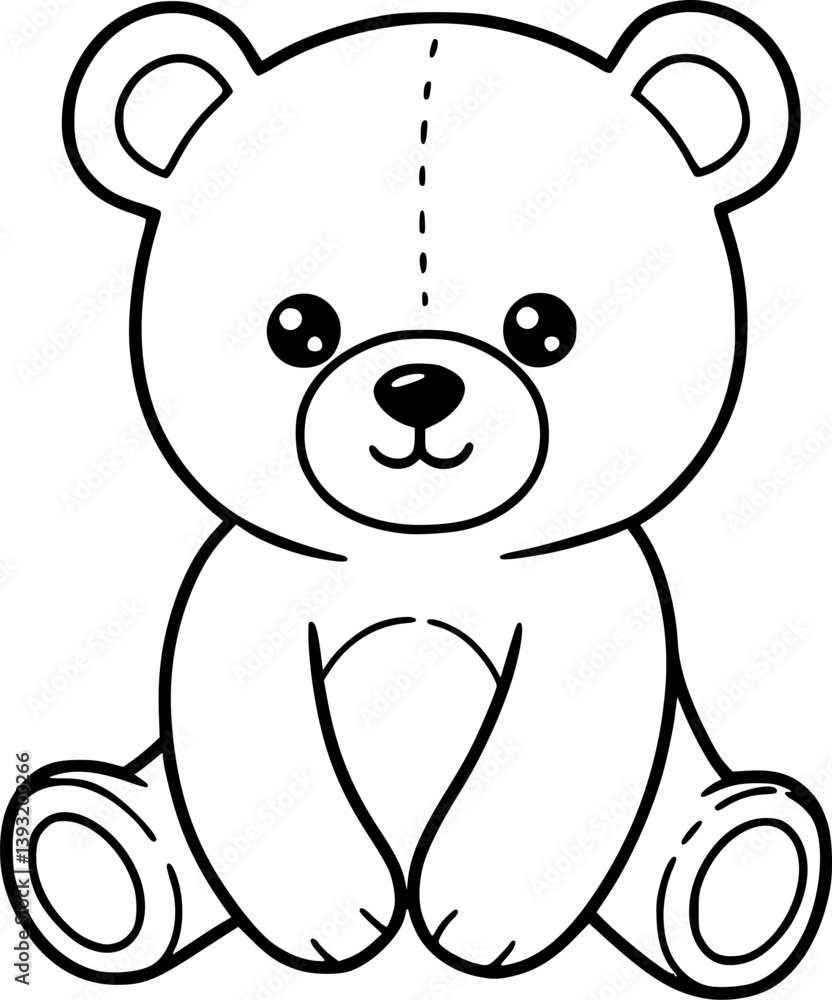 Fototapeta premium Teddy bear line art vector, Cute teddy outline icon 