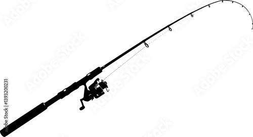 fishing rod silhouette, fishing rod icon, vector illustration
