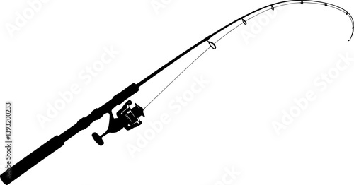 fishing rod silhouette, fishing rod icon, vector illustration
