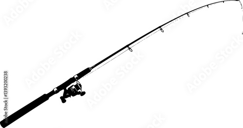 fishing rod silhouette, fishing rod icon, vector illustration
