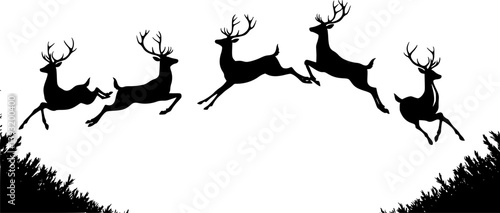 Deer silhouette vector set, Collection of reindeer silhouette isolated on white background. vector illustration
