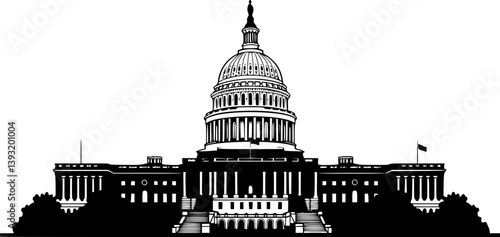Washington Capitol building skyline silhouette vector
