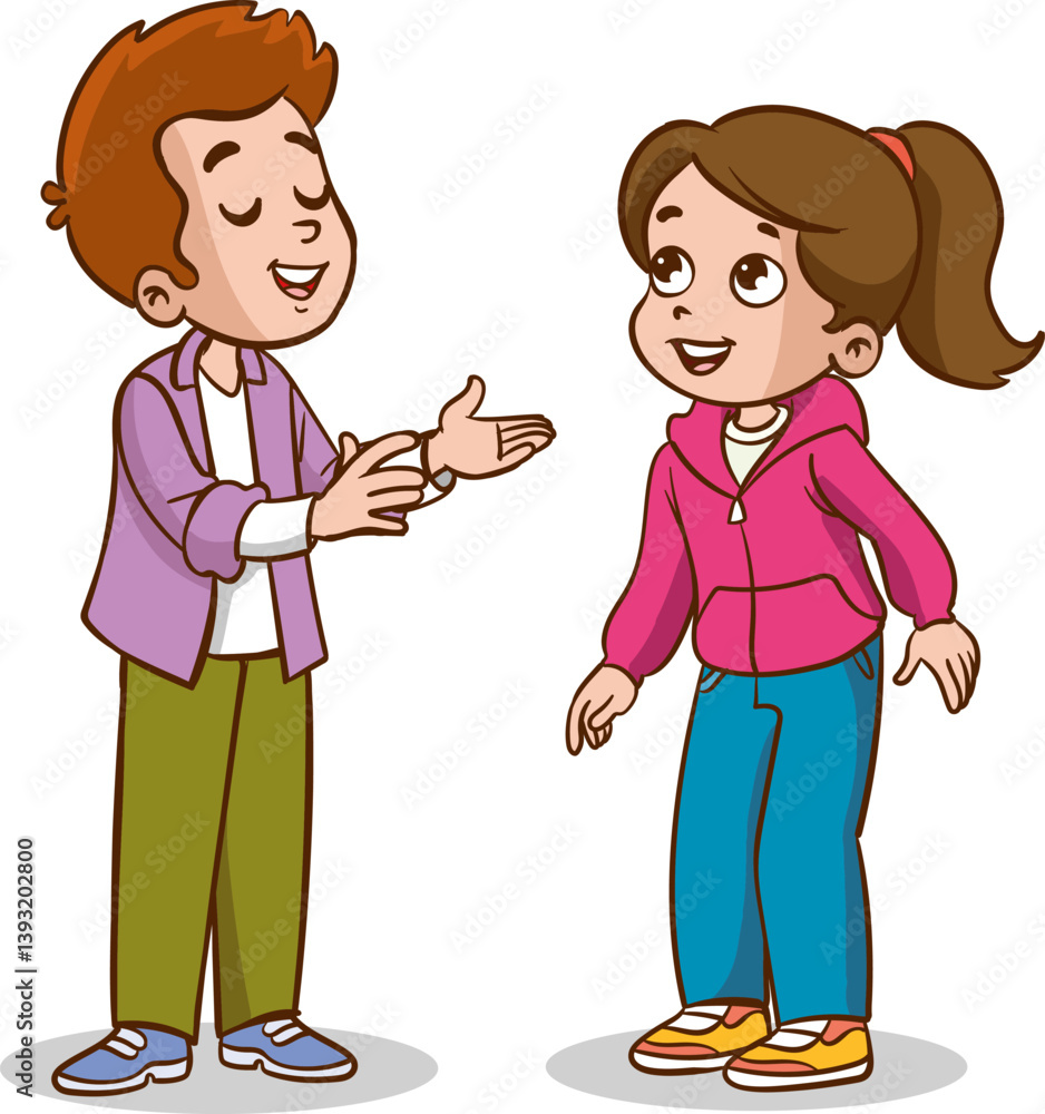 Vector illustration of children talking on a white background Vector illustration of children talking on a white background
