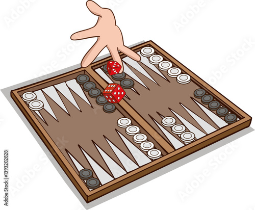 Backgammon on a white background. Backgammon table game for entertainment. Backgammon tournament