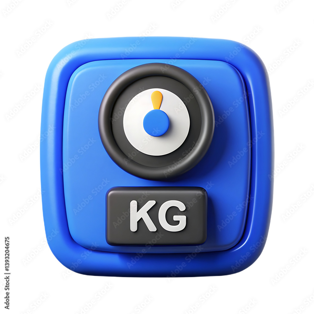 3D Render of a Blue Kitchen Scale Displaying KG Measurement on Black Background. 3D Render of a Blue Kitchen Scale Displaying KG Measurement on Black Background.