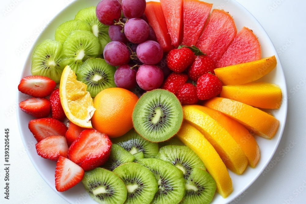 Great plate of colorful fruits and vegetables