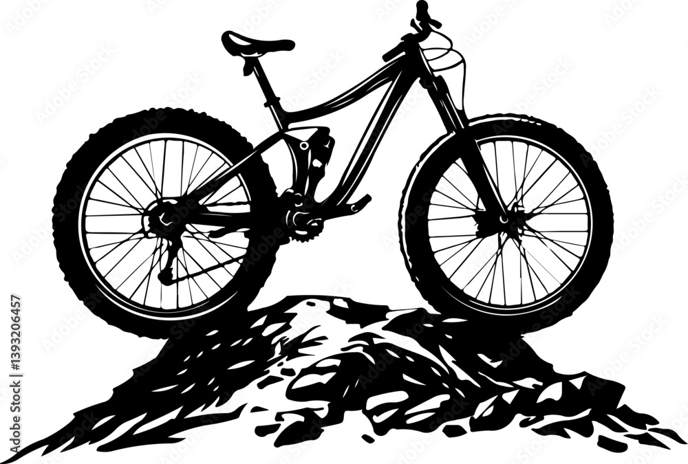 Obraz premium Mountain Bike, bike, bicycle, sport, silhouette, vector, cyclist, cycling, cycle, race, biker, ride, extreme, motorcycle, biking, wheel, illustration, motocross, black, mountain, boy, jump, child, spo