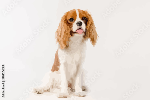 Vector Illustration of a Cavalier King Charles Spaniel Dog