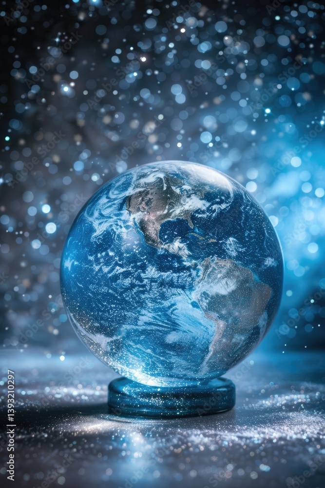 Magical view of earth with glittering lights for science and environmental themes Magical view of earth with glittering lights for science and environmental themes