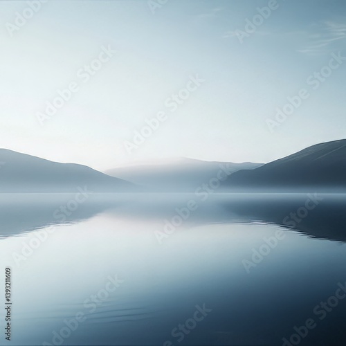 Wallpaper Mural image of a misty morning over a tranquil lake isolated on a minimalistic background Torontodigital.ca