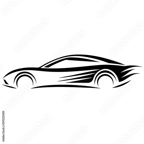 Sleek sports car silhouette in dynamic motion design  